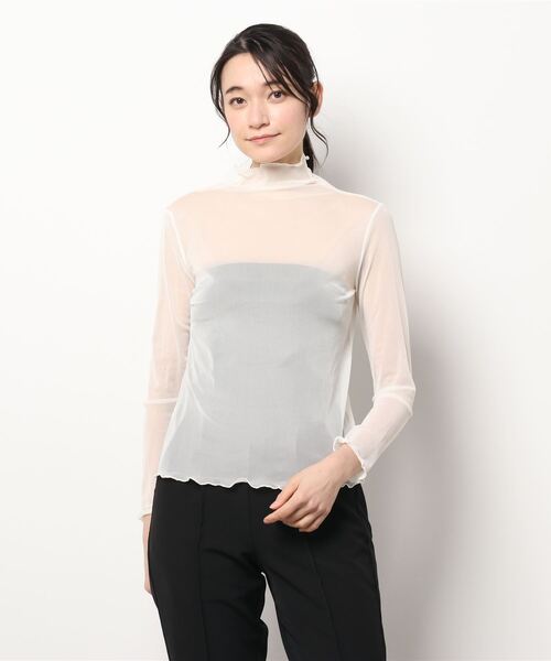 Lace Ladies（レースレディース）の「シアー ウェーブハイネック 長袖カットソー（Tシャツ/カットソー・レディース・アイボリー/ブラック・FREE）」の7枚目の写真