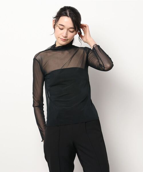 Lace Ladies（レースレディース）の「シアー ウェーブハイネック 長袖カットソー（Tシャツ/カットソー・レディース・アイボリー/ブラック・FREE）」の5枚目の写真