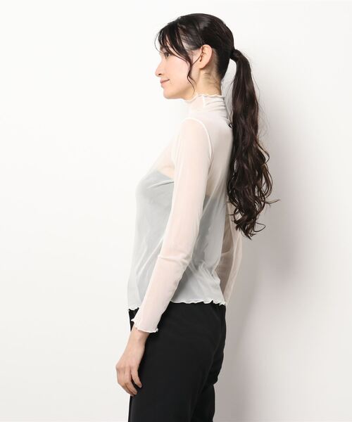 Lace Ladies（レースレディース）の「シアー ウェーブハイネック 長袖カットソー（Tシャツ/カットソー・レディース・アイボリー/ブラック・FREE）」の9枚目の写真
