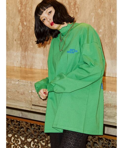 jouetie(ジュエティ)の「しぼしぼシースルーメロートップス(Tシャツ/カットソー・レディース・ブラック/オフホワイト/オレンジ/グリーン・MEDIUM)」の3枚目の写真