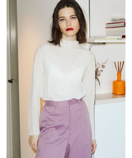 jouetie(ジュエティ)の「しぼしぼシースルーメロートップス(Tシャツ/カットソー・レディース・ブラック/オフホワイト/オレンジ/グリーン・MEDIUM)」の7枚目の写真