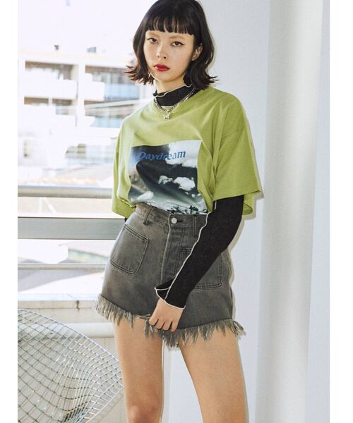 jouetie(ジュエティ)の「しぼしぼシースルーメロートップス(Tシャツ/カットソー・レディース・ブラック/オフホワイト/オレンジ/グリーン・MEDIUM)」の15枚目の写真