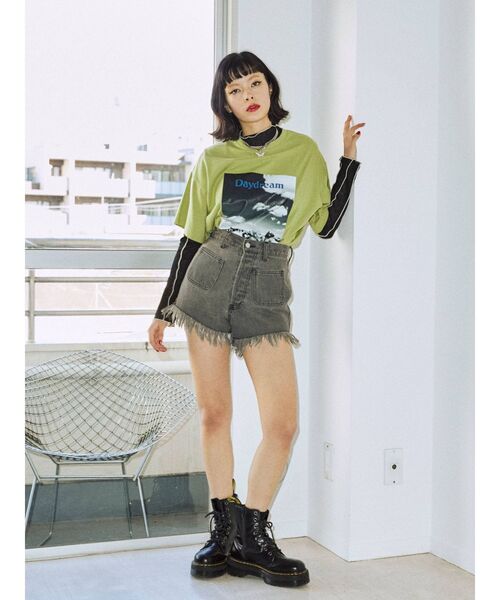 jouetie(ジュエティ)の「しぼしぼシースルーメロートップス(Tシャツ/カットソー・レディース・ブラック/オフホワイト/オレンジ/グリーン・MEDIUM)」の16枚目の写真