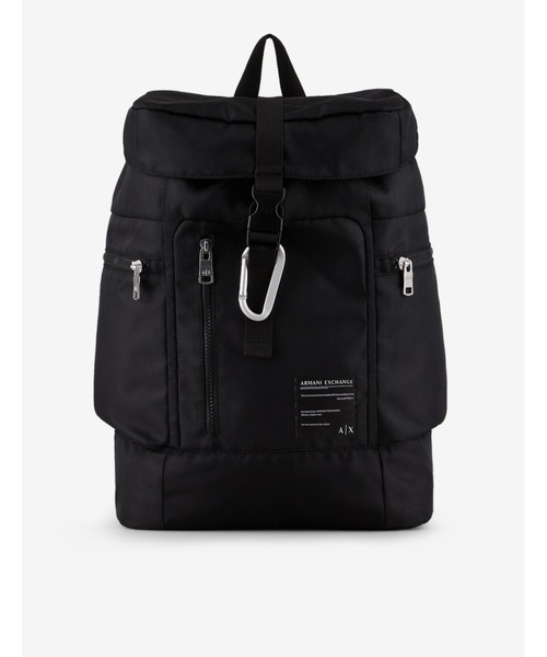 ARMANI EXCHANGE（アルマーニエクスチェンジ）の「【A|X アルマーニ エクスチェンジ】AXロゴパッチ　シングルベルトフラップ　バックパック（バックパック/リュック・メンズ・ブラック/マルチ・FREE）」の3枚目の写真