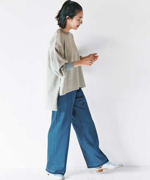 avecmoi（アヴェクモワ）の「【佐藤かなさんプロデュース】 ａｖｅｃｍｏｉマルチボーダーＴシャツ＜グレー＞（Tシャツ/カットソー・レディース・グレー系その他・MEDIUM/LARGE/X-LARGE/SMALL）」の4枚目の写真