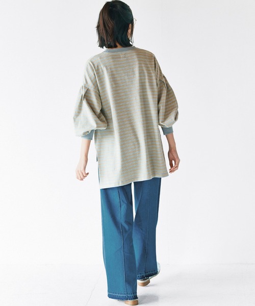 avecmoi（アヴェクモワ）の「【佐藤かなさんプロデュース】 ａｖｅｃｍｏｉマルチボーダーＴシャツ＜グレー＞（Tシャツ/カットソー・レディース・グレー系その他・MEDIUM/LARGE/X-LARGE/SMALL）」の5枚目の写真