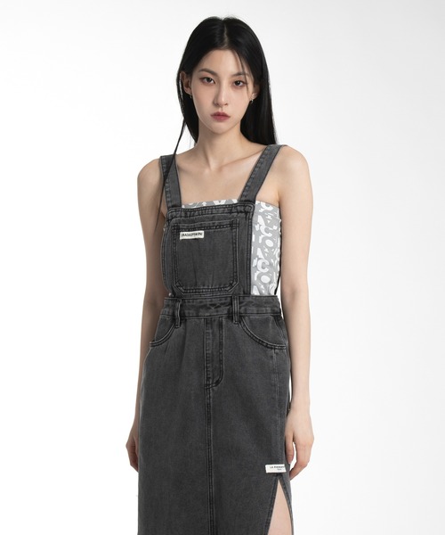 FOLLOWIN（フォロウィン）の「サスペンダーサイドスリットオーバーオールワンピース（ワンピース・レディース・ブルー/ブラック・FREE）」の9枚目の写真