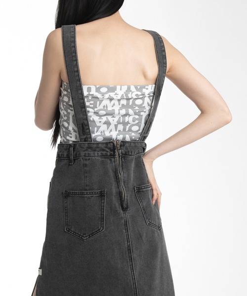 FOLLOWIN（フォロウィン）の「サスペンダーサイドスリットオーバーオールワンピース（ワンピース・レディース・ブルー/ブラック・FREE）」の10枚目の写真