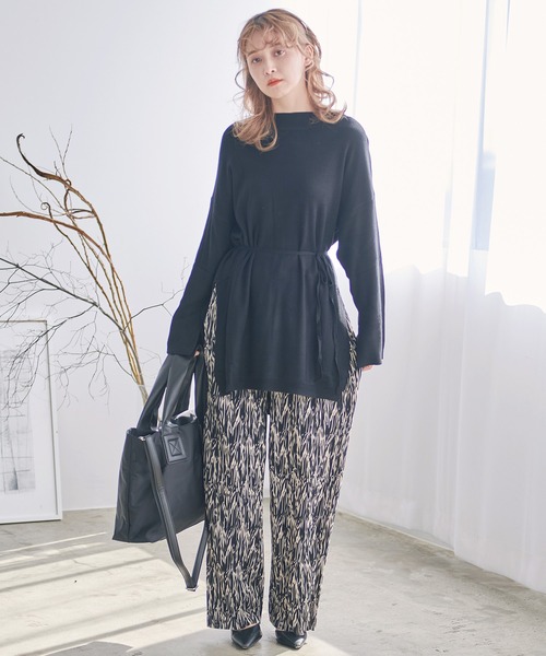 Dita（ディータ）の「《長さ自由自在!カット可能◎》デザインプリーツリラックスパンツ（その他パンツ・レディース・ブラック/レンガ・M/L）」の5枚目の写真