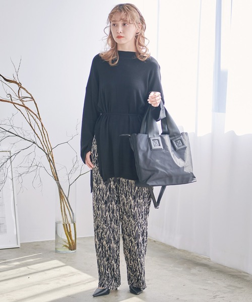 Dita（ディータ）の「《長さ自由自在!カット可能◎》デザインプリーツリラックスパンツ（その他パンツ・レディース・ブラック/レンガ・M/L）」の6枚目の写真