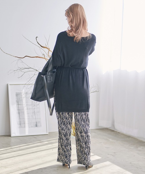 Dita（ディータ）の「《長さ自由自在!カット可能◎》デザインプリーツリラックスパンツ（その他パンツ・レディース・ブラック/レンガ・M/L）」の4枚目の写真