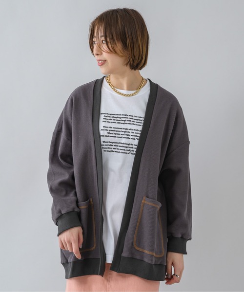 KATHARINE ROSS(キャサリンロス)の「【KATHARINE ROSS】ワッフルオーバーカーディガン(カーディガン/ボレロ・レディース・イエロー/チャコールグレー/アイボリー・MEDIUM)」の6枚目の写真