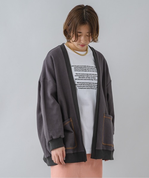 KATHARINE ROSS(キャサリンロス)の「【KATHARINE ROSS】ワッフルオーバーカーディガン(カーディガン/ボレロ・レディース・イエロー/チャコールグレー/アイボリー・MEDIUM)」の7枚目の写真