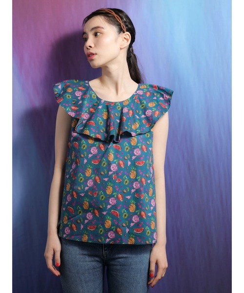 Sugar spoon(シュガースプーン)の「■SS LIBERTYptピエトラデュラ ブラウス(シャツ/ブラウス・レディース・ブラック/グリーン・FREE)」の3枚目の写真