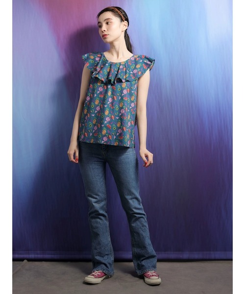 Sugar spoon(シュガースプーン)の「■SS LIBERTYptピエトラデュラ ブラウス(シャツ/ブラウス・レディース・ブラック/グリーン・FREE)」の4枚目の写真