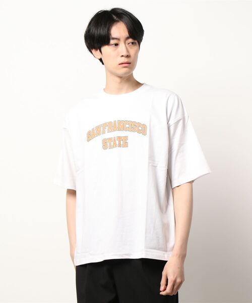 STYLEBLOCK（スタイルブロック）の「半袖プリントBIGTシャツ（Tシャツ/カットソー・メンズ・ホワイト/ブラック/ベージュ/パープル/ネイビー/ピンク/ホワイト系その他/ブラック系その他/ベージュ系その他/ピンク系その他/チャコール/ホワイト系その他2/ホワイト系その他3/ホワイト系その他4/ホワイト系その他5/ブラック系その他3/ブラック系その他2・LL/M/L）」の4枚目の写真