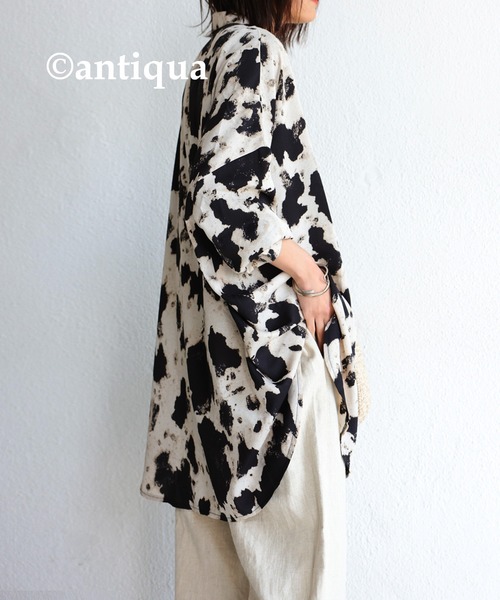 antiqua（アンティカ）の「水彩柄ワイドシャツ（シャツ/ブラウス・レディース・ブラック/ベージュ系その他・FREE）」の13枚目の写真
