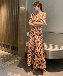 LUGG NAGG | カシュクールティアードプリントワンピース(ワンピース)