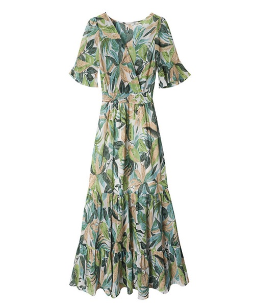 LUGG NAGG（ラグナグ）の「カシュクールティアードプリントワンピース（ワンピース・レディース・ホワイト/ブラック/ベージュ/パープル/レッド/イエロー/オレンジ/ブルー/グリーン/グレイッシュブルー・M/L/XL）」の22枚目の写真