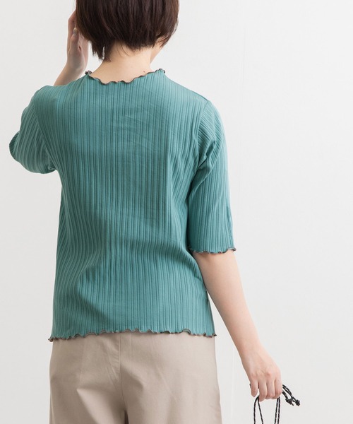 POU DOU DOU（プードゥドゥ）の「変則テレコ配色メローTee（Tシャツ/カットソー・レディース・ブラウン/ターコイズブルー/イエロー/アイボリー/ダークグレー・3）」の16枚目の写真