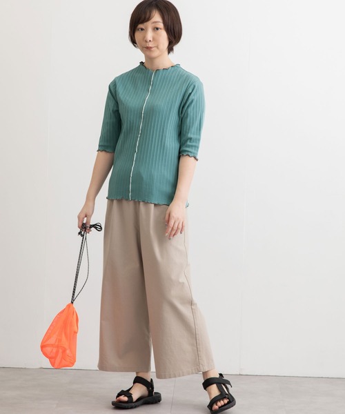 POU DOU DOU（プードゥドゥ）の「変則テレコ配色メローTee（Tシャツ/カットソー・レディース・ブラウン/ターコイズブルー/イエロー/アイボリー/ダークグレー・3）」の18枚目の写真