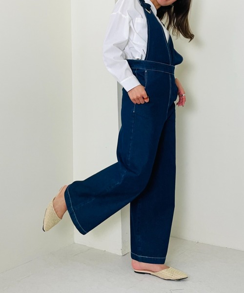 DOLLUPOOPS（ドールアップウップス）の「フリルデニムロンパース（サロペット/オーバーオール・レディース・ネイビー/サックスブルー・38）」の18枚目の写真