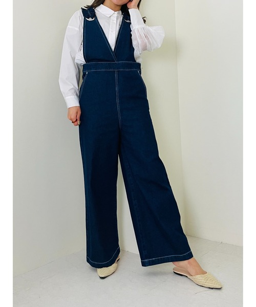 DOLLUPOOPS（ドールアップウップス）の「フリルデニムロンパース（サロペット/オーバーオール・レディース・ネイビー/サックスブルー・38）」の17枚目の写真