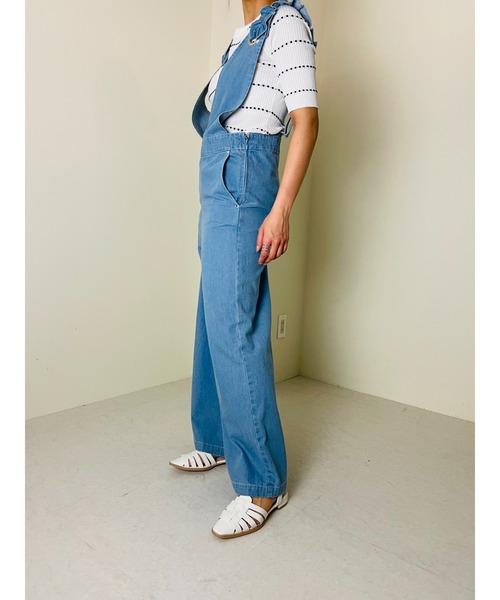 DOLLUPOOPS（ドールアップウップス）の「フリルデニムロンパース（サロペット/オーバーオール・レディース・ネイビー/サックスブルー・38）」の4枚目の写真