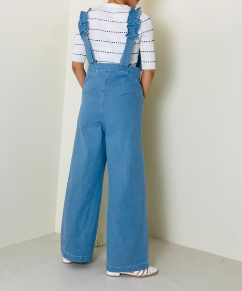 DOLLUPOOPS（ドールアップウップス）の「フリルデニムロンパース（サロペット/オーバーオール・レディース・ネイビー/サックスブルー・38）」の5枚目の写真