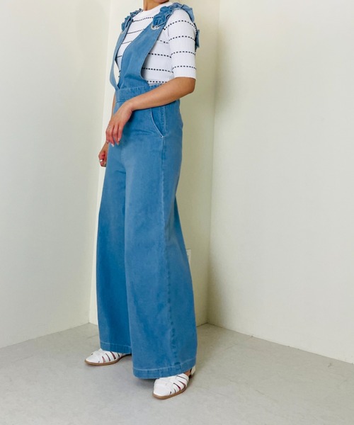DOLLUPOOPS（ドールアップウップス）の「フリルデニムロンパース（サロペット/オーバーオール・レディース・ネイビー/サックスブルー・38）」の3枚目の写真