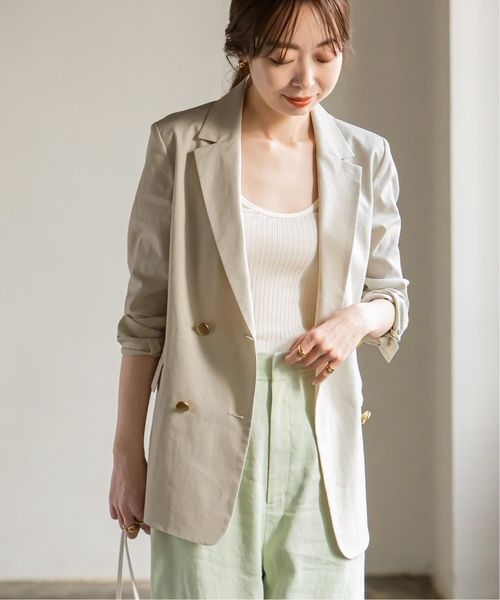 セール】《追加》麻ストレッチダブルブレストジャケット 2（テーラード