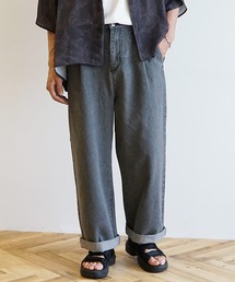 【MinoriTY】ロールアップワイドデニムパンツ バギーパンツ ストレートデニムパンツ ワイドパンツ メンズ オーバーサイズ スラックスデニム テーパードデニム バギーデニム ストレートパンツ