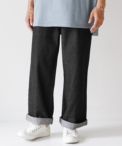 MinoriTY（マイノリティ）の「【MinoriTY】ロールアップワイドデニムパンツ バギーパンツ ストレートデニムパンツ ワイドパンツ メンズ オーバーサイズ スラックスデニム テーパードデニム バギーデニム ストレートパンツ（デニムパンツ・メンズ・インディゴブルー/ブルー/ブラック/グレー/キナリ・S/M/L）」の3枚目の写真