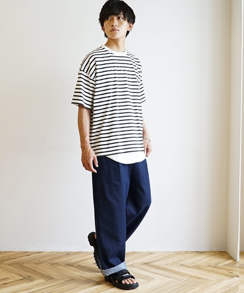 MinoriTY（マイノリティ）の「【MinoriTY】ロールアップワイドデニムパンツ バギーパンツ ストレートデニムパンツ ワイドパンツ メンズ オーバーサイズ スラックスデニム テーパードデニム バギーデニム ストレートパンツ（デニムパンツ・メンズ・インディゴブルー/ブルー/ブラック/グレー/キナリ・S/M/L）」の19枚目の写真