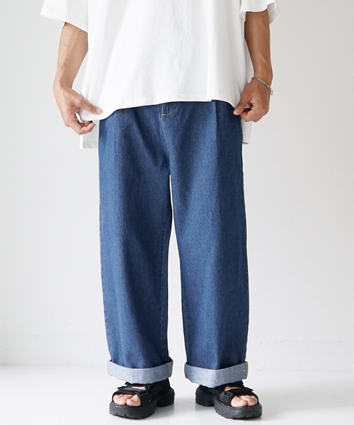 MinoriTY（マイノリティ）の「【MinoriTY】ロールアップワイドデニムパンツ バギーパンツ ストレートデニムパンツ ワイドパンツ メンズ オーバーサイズ スラックスデニム テーパードデニム バギーデニム ストレートパンツ（デニムパンツ・メンズ・インディゴブルー/ブルー/ブラック/グレー/キナリ・S/M/L）」の21枚目の写真