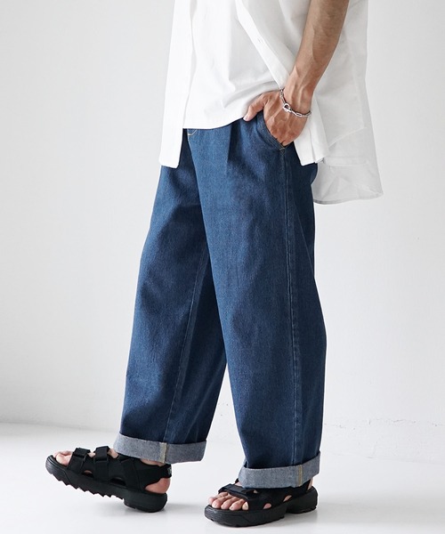 MinoriTY（マイノリティ）の「【MinoriTY】ロールアップワイドデニムパンツ バギーパンツ ストレートデニムパンツ ワイドパンツ メンズ オーバーサイズ スラックスデニム テーパードデニム バギーデニム ストレートパンツ（デニムパンツ・メンズ・インディゴブルー/ブルー/ブラック/グレー/キナリ・S/M/L）」の20枚目の写真