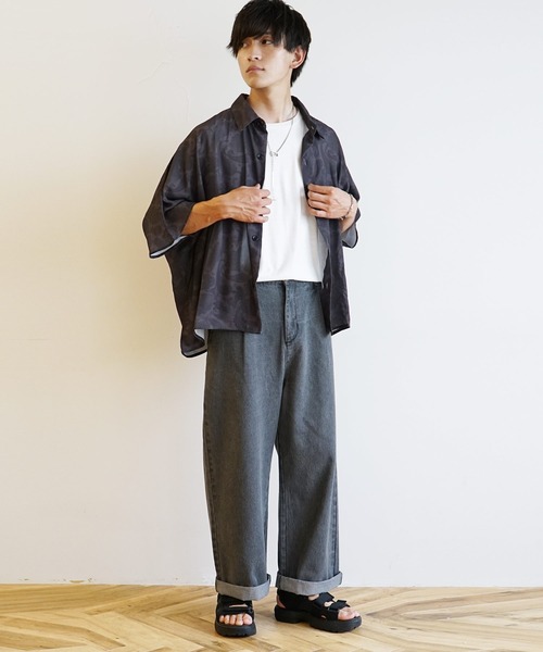 MinoriTY（マイノリティ）の「【MinoriTY】ロールアップワイドデニムパンツ バギーパンツ ストレートデニムパンツ ワイドパンツ メンズ オーバーサイズ スラックスデニム テーパードデニム バギーデニム ストレートパンツ（デニムパンツ・メンズ・インディゴブルー/ブルー/ブラック/グレー/キナリ・S/M/L）」の16枚目の写真