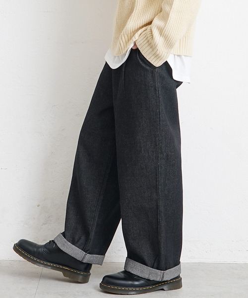 MinoriTY（マイノリティ）の「【MinoriTY】ロールアップワイドデニムパンツ バギーパンツ ストレートデニムパンツ ワイドパンツ メンズ オーバーサイズ スラックスデニム テーパードデニム バギーデニム ストレートパンツ（デニムパンツ・メンズ・インディゴブルー/ブルー/ブラック/グレー/キナリ・S/M/L）」の9枚目の写真