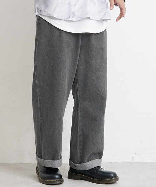 MinoriTY（マイノリティ）の「【MinoriTY】ロールアップワイドデニムパンツ バギーパンツ ストレートデニムパンツ ワイドパンツ メンズ オーバーサイズ スラックスデニム テーパードデニム バギーデニム ストレートパンツ（デニムパンツ・メンズ・インディゴブルー/ブルー/ブラック/グレー/キナリ・S/M/L）」の8枚目の写真