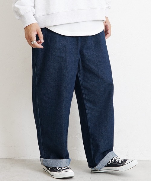 MinoriTY（マイノリティ）の「【MinoriTY】ロールアップワイドデニムパンツ バギーパンツ ストレートデニムパンツ ワイドパンツ メンズ オーバーサイズ スラックスデニム テーパードデニム バギーデニム ストレートパンツ（デニムパンツ・メンズ・インディゴブルー/ブルー/ブラック/グレー/キナリ・S/M/L）」の7枚目の写真