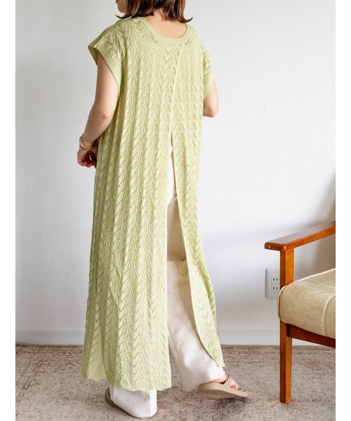 Amourire（アムリール）の「【yumiコラボ】前後２WAY透かし編みニットワンピース（ワンピース・レディース・オフホワイト/ピンク/グリーン/ブラウン/アイボリー・M）」の10枚目の写真