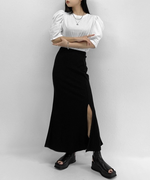 LVEU.（ラブユ.）の「Short sleeve puff T-shirt / ショートスリーブパフTシャツ（Tシャツ/カットソー・レディース・ホワイト/ブラック・FREE）」の3枚目の写真