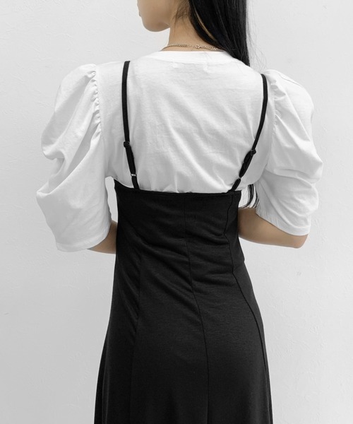 LVEU.（ラブユ.）の「Short sleeve puff T-shirt / ショートスリーブパフTシャツ（Tシャツ/カットソー・レディース・ホワイト/ブラック・FREE）」の7枚目の写真