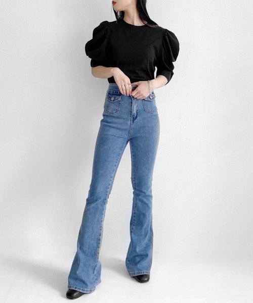 LVEU.（ラブユ.）の「Short sleeve puff T-shirt / ショートスリーブパフTシャツ（Tシャツ/カットソー・レディース・ホワイト/ブラック・FREE）」の20枚目の写真