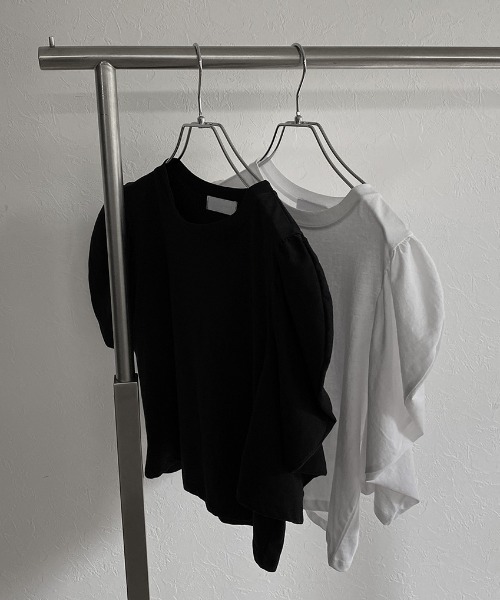 LVEU.（ラブユ.）の「Short sleeve puff T-shirt / ショートスリーブパフTシャツ（Tシャツ/カットソー・レディース・ホワイト/ブラック・FREE）」の21枚目の写真
