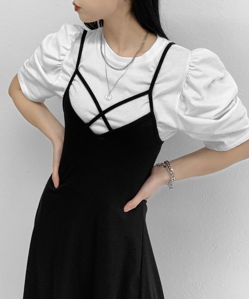 LVEU.（ラブユ.）の「Short sleeve puff T-shirt / ショートスリーブパフTシャツ（Tシャツ/カットソー・レディース・ホワイト/ブラック・FREE）」の10枚目の写真