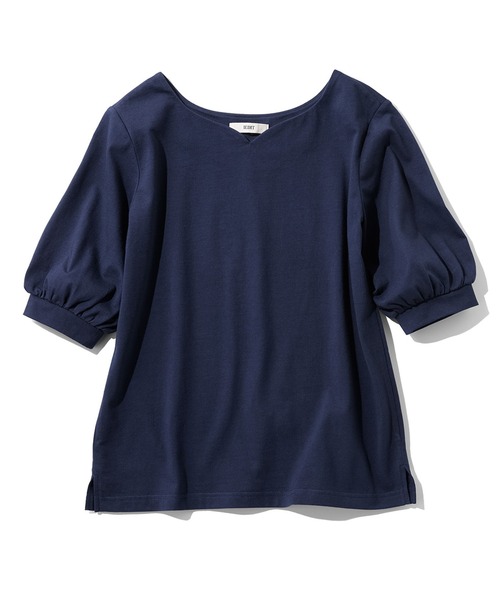 IEDIT(イディット)の「IEDIT トルコオーガニックコットンのハートネックトップス(Tシャツ/カットソー・レディース・パープル/ネイビー/ブルー・MEDIUM/LARGE/X-LARGE)」の2枚目の写真
