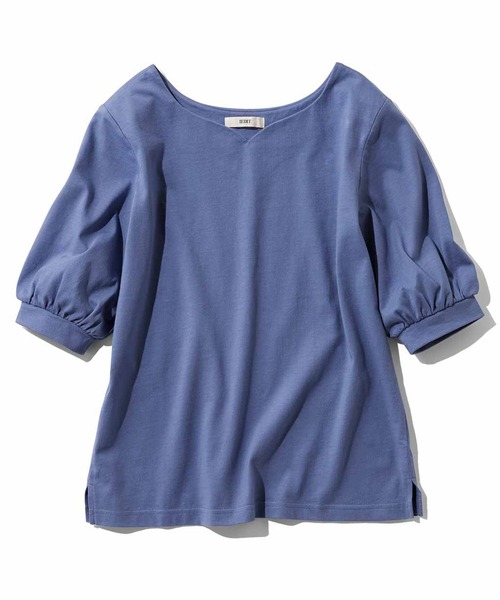 IEDIT(イディット)の「IEDIT トルコオーガニックコットンのハートネックトップス(Tシャツ/カットソー・レディース・パープル/ネイビー/ブルー・MEDIUM/LARGE/X-LARGE)」の1枚目の写真
