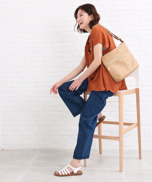 SHOO・LA・RUE(シューラルー)の「◆バンドカラー前開きシャツ(シャツ/ブラウス・レディース・ダークグリーン/ネイビー/オフホワイト/オリーブ/ダークオレンジ/パープル系4・00)」の10枚目の写真