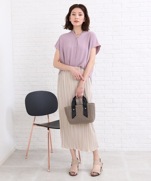 SHOO・LA・RUE(シューラルー)の「◆バンドカラー前開きシャツ(シャツ/ブラウス・レディース・ダークグリーン/ネイビー/オフホワイト/オリーブ/ダークオレンジ/パープル系4・00)」の20枚目の写真